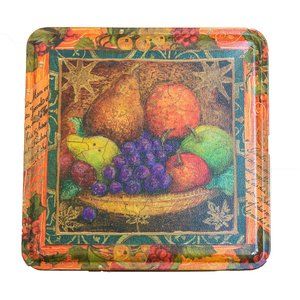 Fruit Basket Pattern empty Tin Box 6.25" square